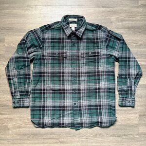 *Vintage L.L. Bean Men's Chamois Cloth Plaid Shirt - Green